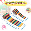 2Rolls 2 Styles Stripe Pattern Printed Polyester Grosgrain Ribbon OCOR-TA0001-37F-3