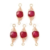 Natural Red Corundum Faceted Cube Links Connector Charms with Copper Herringbone Wire-Wrapped KK-Z152-06G-02A-1