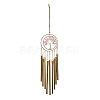 Wire Wrapped Natural Rose Quartz Chips Tree of Life Wind Chime HJEW-G028-04A-1