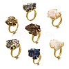 Nuggets Electroplate Natural Agate Cluster Finger Rings RJEW-K288-02G-2