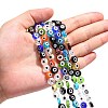 Handmade Evil Eye Lampwork Flat Round Bead Strands LAMP-L058-8mm-M-5