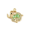 Rack Plating Brass Micro Pave Clear Cubic Zirconia Elephant Connector Charms KK-U032-29G-02-1