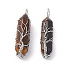 Natural & Synthetic Mixed Gemstone Copper Wire Wrapped Pendants G-F733-05-4