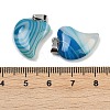 Dyed Natural Banded Agate Heart Pendant Necklaces NJEW-G166-01C-4