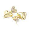 Clear Cubic Zirconia Heart Dangle Stud Earrings EJEW-H135-03G-2