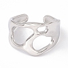 304 Stainless Steel Wide Hollow Open Cuff Ring for Women RJEW-G275-03P-2