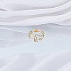1Pc Brass Micro Pave Clear Cubic Zirconia Open Cuff Rings for Women RJEW-LP0002-37K-3