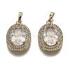 Golden Plated Brass Micro Pave Clear Cubic Zirconia Pendants ZIRC-F123-02D-1