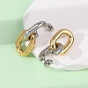 304 Stainless Steel Two Tone Oval Dangle Stud Earrings X-EJEW-L304-04GP-3