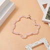 Natural Rose Quartz Chip Beaded Necklaces with 304 Stainless Steel Lobster Claw Clasp & Chain Extender NJEW-JN04225-01-6