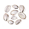 Electroplate Natural Paua Shell Pendants SSHEL-Q100-15KCG-1