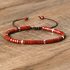 Natural Red Jasper Beaded Braided Bracelets QH4784-25-1