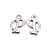 Platinum Plated Alloy Letter Pendants X-PALLOY-J718-01P-P-1