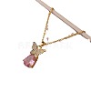 Butterfly & Teardrop 304 Stainless Steel Rhinestone Studs Earrings & Pendant Necklaces Sets for Women FS-WG8B01A-03-3