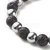 Natural Lava Rock & Non-magnetic Synthetic Hematite Round Beads Energy Power Stretch Bracelets Sett BJEW-JB07051-02-6