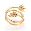 Adjustable Brass Micro Pave Clear Cubic Zirconia Cuff Rings RJEW-M133-01G-3