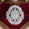 Brass Micro Pave Cubic Zirconia Finger Rings for Women FS-WGE2DD0-05-3