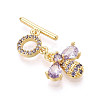 Golden Brass Micro Pave Cubic Zirconia Toggle Clasps KK-B100-039G-3