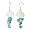3Pair 3 Style Natural & Synthetic Mixed Gemstone & Shell Dangle Earrings EJEW-TA00280-3