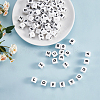 20Pcs White Cube Letter Silicone Beads 12x12x12mm Square Dice Alphabet Beads with 2mm Hole Spacer Loose Letter Beads for Bracelet Necklace Jewelry Making JX432D-3