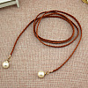 Imitation Leather Braided Belly Belt with Plastic Imitation Pearl Round Bead WG11EBA-08-1
