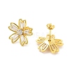 Rack Plating Flower Brass Micro Pave Clear Cubic Zirconia Stud Earrings EJEW-M029-01B-G-2