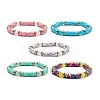 Round Imitation Jade & Handmade Polymer Clay Heishi Beads Stretch Bracelet BJEW-JB07454-1