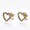 Brass Micro Pave Cubic Zirconia Ear Studs EJEW-S201-44-2