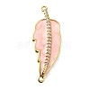 Brass Micro Pave Clear Cubic Zirconia Enamel Leaf Connector Charms KK-V011-25G-E-1