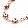 Enamel Rhombus with Evil Eye Link Chains Bracelet BJEW-P271-03G-01-2