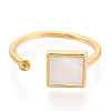 Square Brass & Shell Cup Peg Ring Settings KK-N274-28G-2