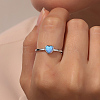 Light Sky Blue Synthetic Opal Heart Finger Ring FM4105-2-2
