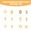 SUPERFINDINGS 24Pcs 12 Style 201 Stainless Steel Stud Earring Findings STAS-FH0001-83-3