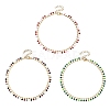 304 Stainless Steel Enamel Flat Round Tassel Anklets for Women AJEW-AN00871-2