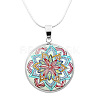 Glass Mandala Flower Dome Pendant Necklace MAND-PW0001-02B-1