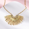 304 Stainless Steel Crystal Rhinestone Fan Pendant Necklaces for Women NJEW-U032-03G-2