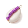 6Pcs 6 Styles Natural Cowrie Shell & Glass Seed Beads Pendants PALLOY-JF02759-03-4