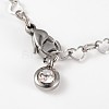 304 Stainless Steel Heart Link Chains Anklets AJEW-AN00136-2