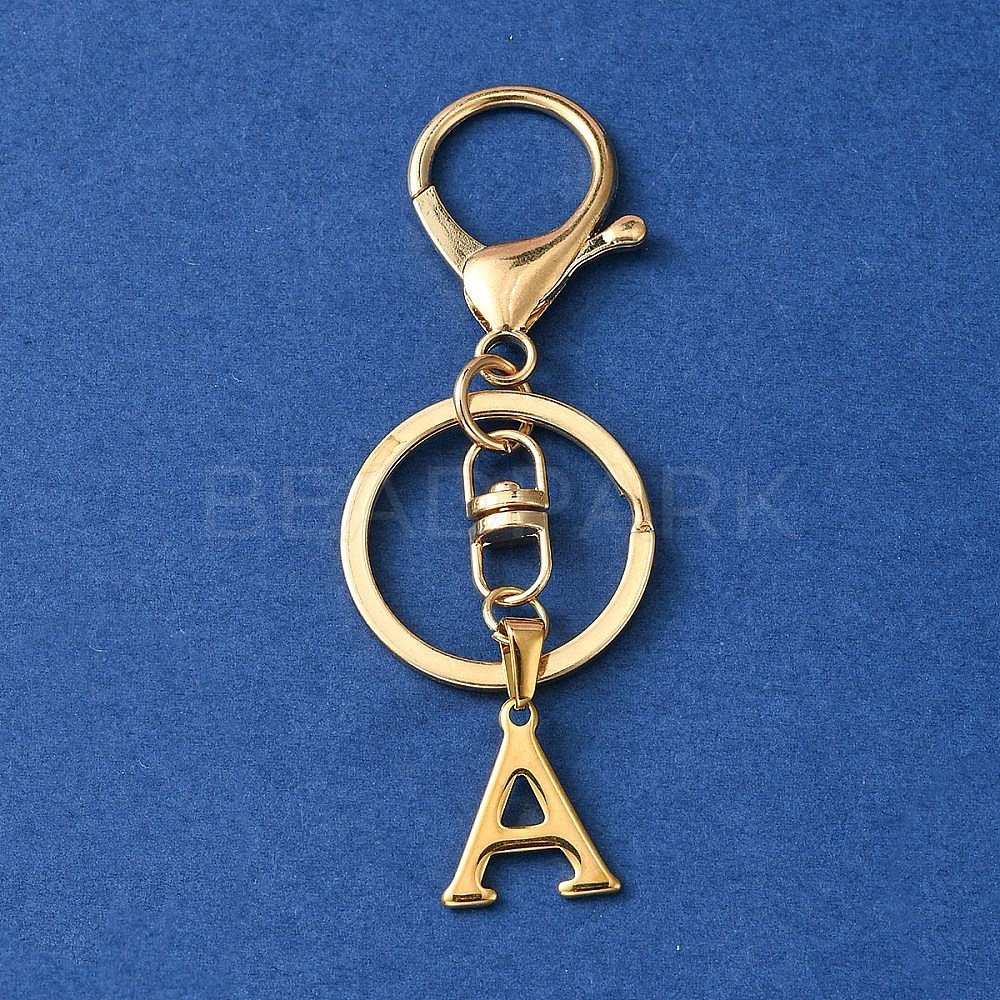 PATIKIL Cute Gold Initial Letter Keychain, Stainless Steel