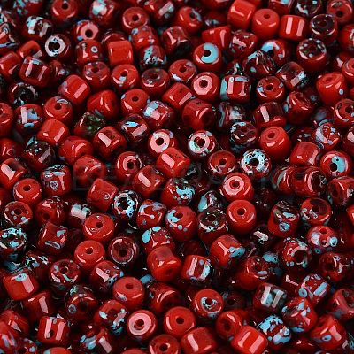 Opaque Picasso Glass Beads SEED-Q039-05A-A06-1