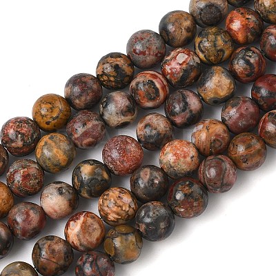 Natural Leopard Skin Jasper Beads Strands G-J358-05-6mm-1