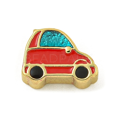 Rack Plating Brass Enamel Beads KK-U029-22G-11-1
