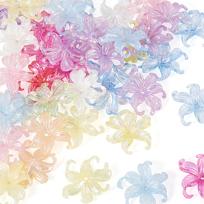 50Pcs 2 Styles Acrylic Bead Caps OACR-TA0004-84-1