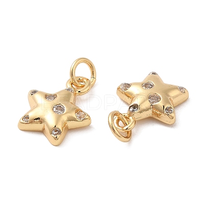 Rack Plating Brass Micro Pave Clear Cubic Zirconia Charms KK-I706-17G-1