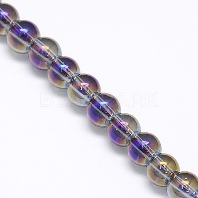 Electroplate Crystal Glass Round Beads Strands EGLA-F037-6mm-A-1