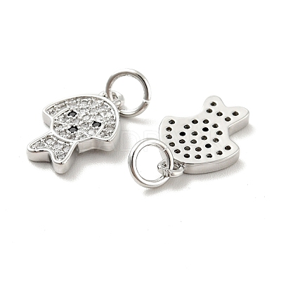 Dog Brass Micro Pave Clear Cubic Zirconia Charms KK-G425-14P-1