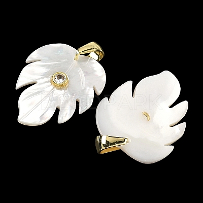 Natural White Shell Carved Pendants SHEL-B180-01G-1