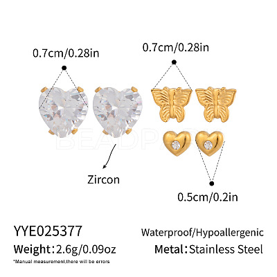 3 Pairs 304 Stainless Steel Earring Sets VB5348-1-1