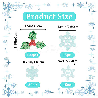 100Pcs Mistletoe/Holly Leaf Cloth Ornament Accessories DIY-GF0007-15-1