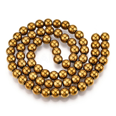 Non-magnetic Synthetic Hematite Beads Strands G-S096-6mm-2-1